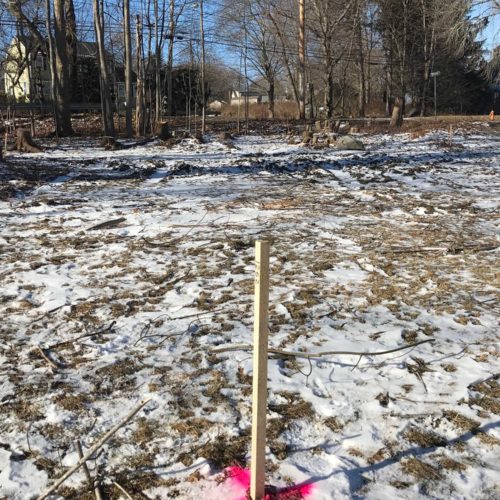 Building Custom in Home North Andover: Staking the Lot.