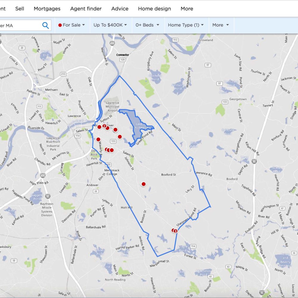 Houses Under 400000 In North Andover Map 1000x1000 