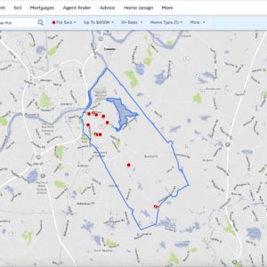 Map of Houses Under $400,000 in North Andover.